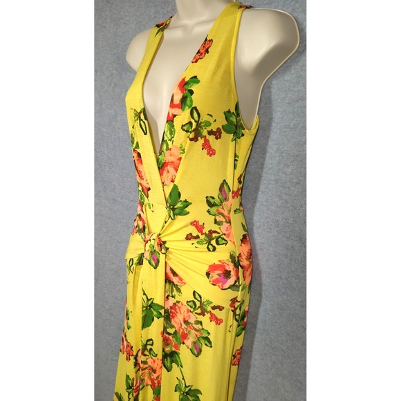 Vavavoom Dresses & Skirts - Vtg Maxi Dress S Form Fitting Yellow Lime Old Hollywood Style Sexy Heat Wave